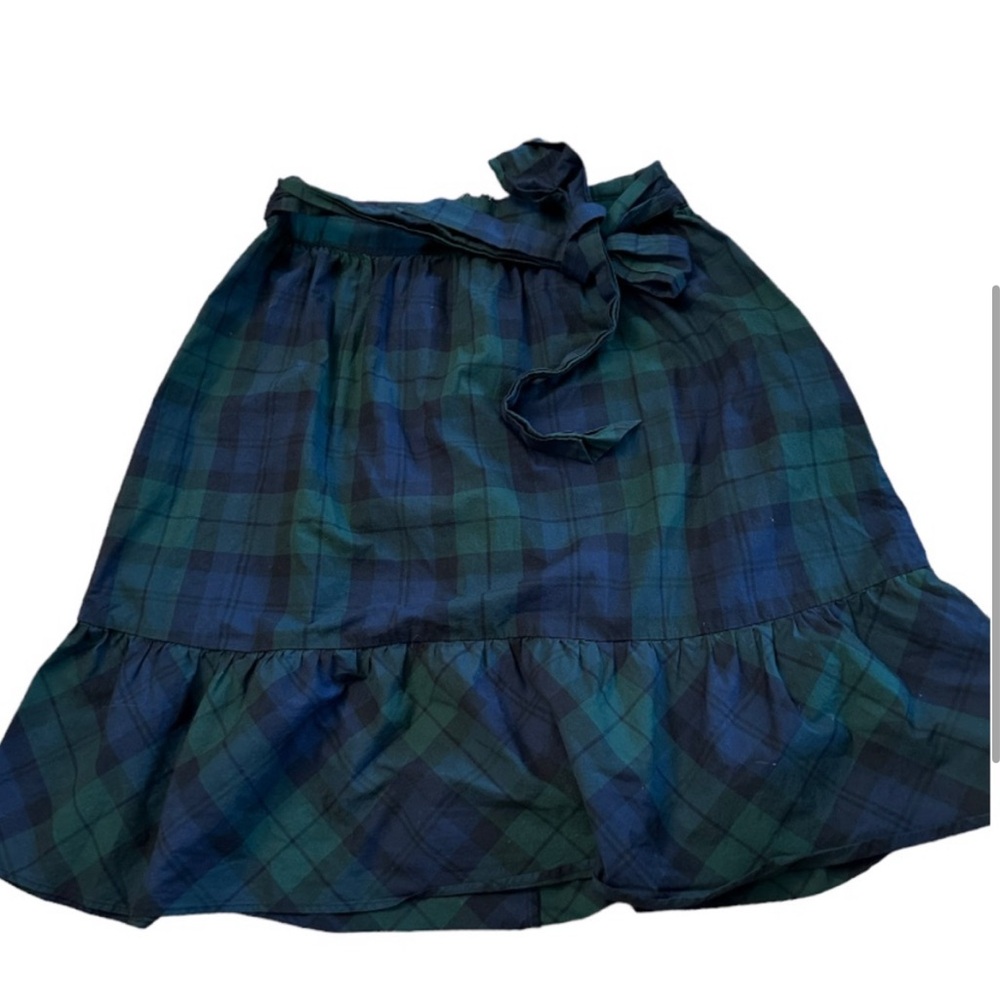 J Crew Black Watch Plaid Skirt Big Bow Size 10